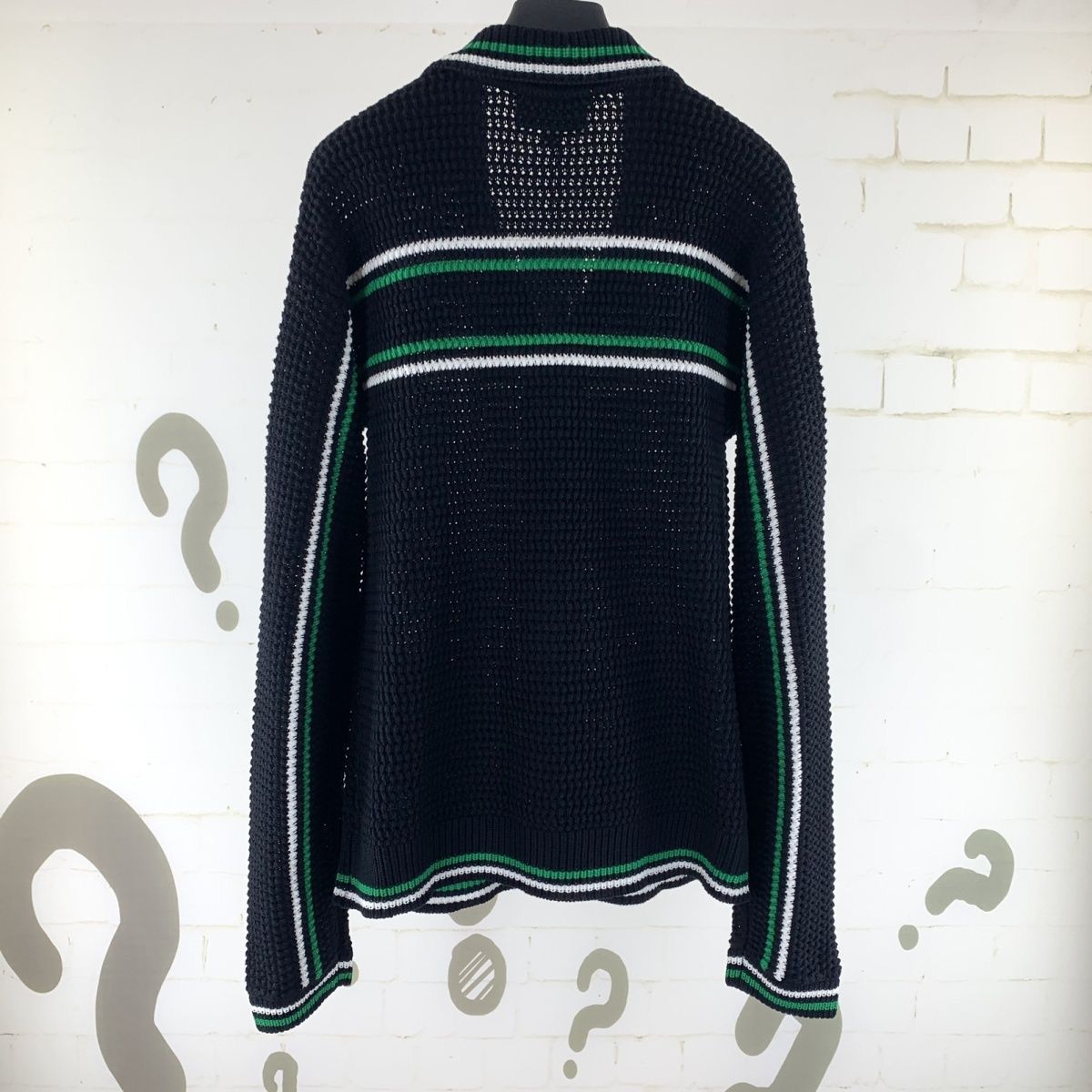 1:1 Top quality 2024 new color striped knitting hollow-out lapel cardigan long-sleeved sweater