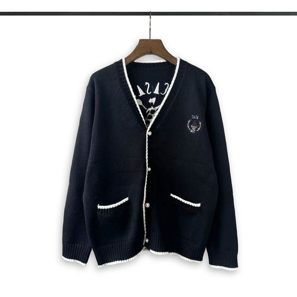 1:1 Black cardigan embroidery new style sweater