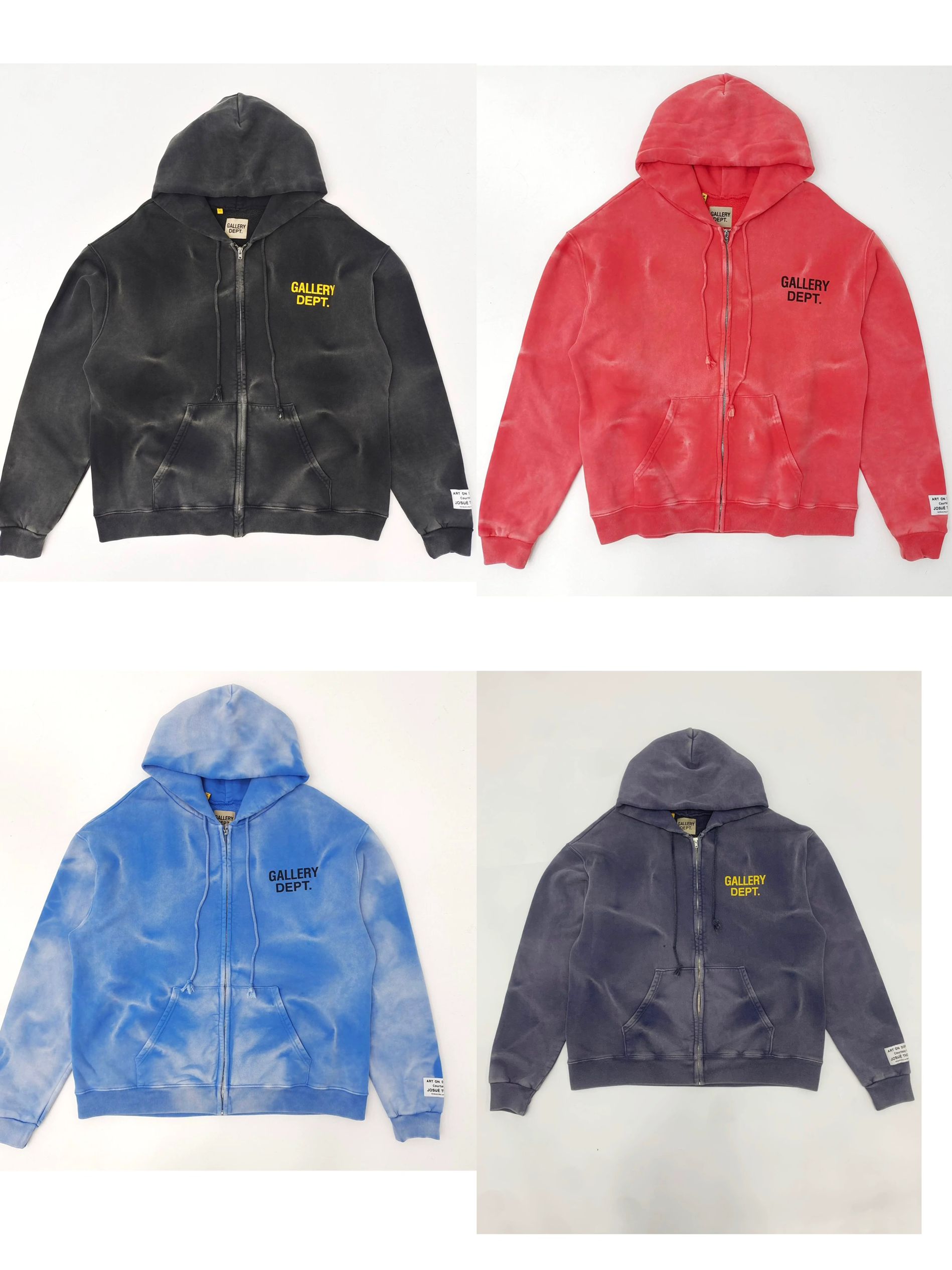 1:1 Top quality water ripple washing color zipper hoodie