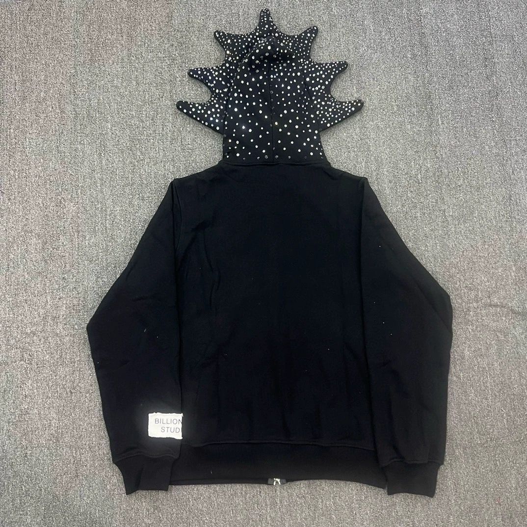 1:1 Top quality hot diamond mesh zipper cardigan hoodie