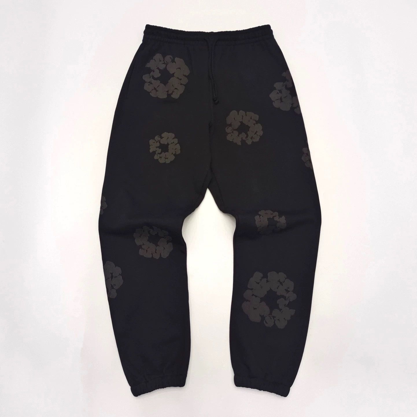 1:1 top quality washing black with grey puff print pant