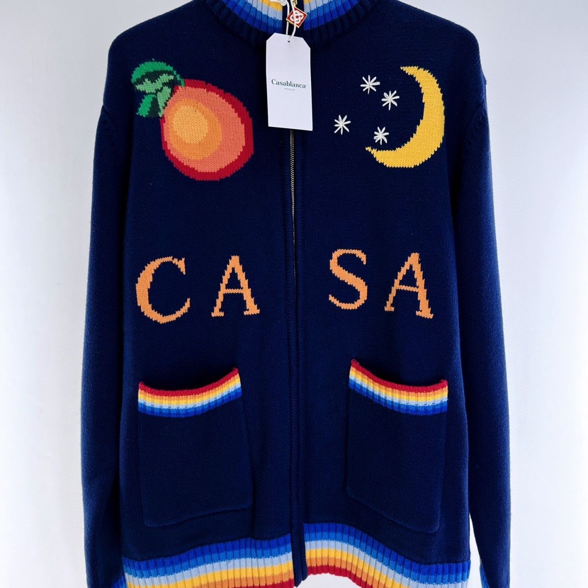 1:1 new letter arch staircase landscape pattern zipper cardigan sweater