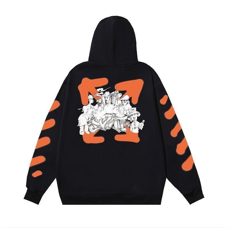 New orange painting on arms hoodie