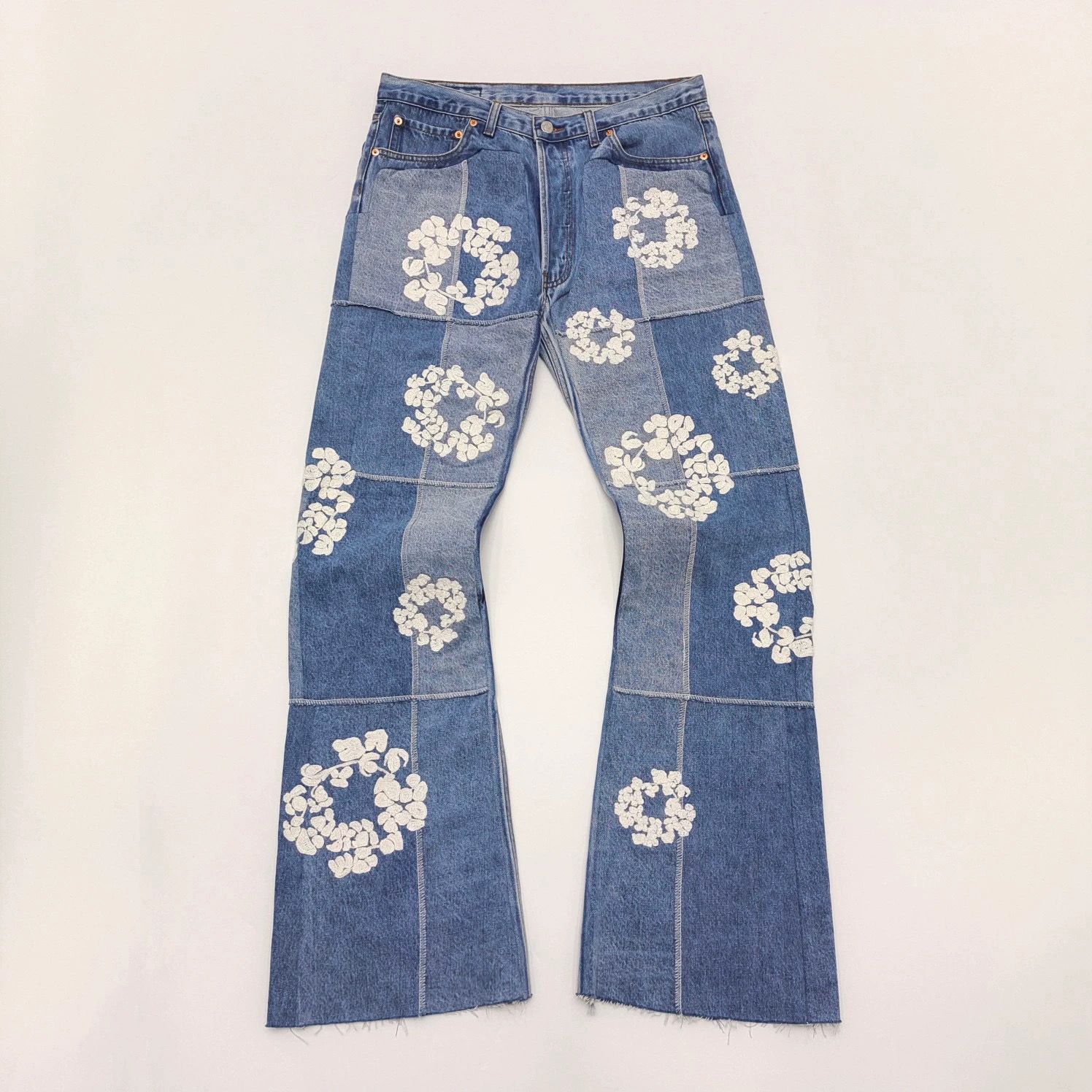 1:1 Top version new splicing with embroidery logo jeans