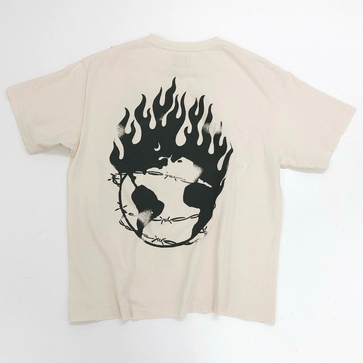 1:1 Top quality washing beige color with skull tshirt