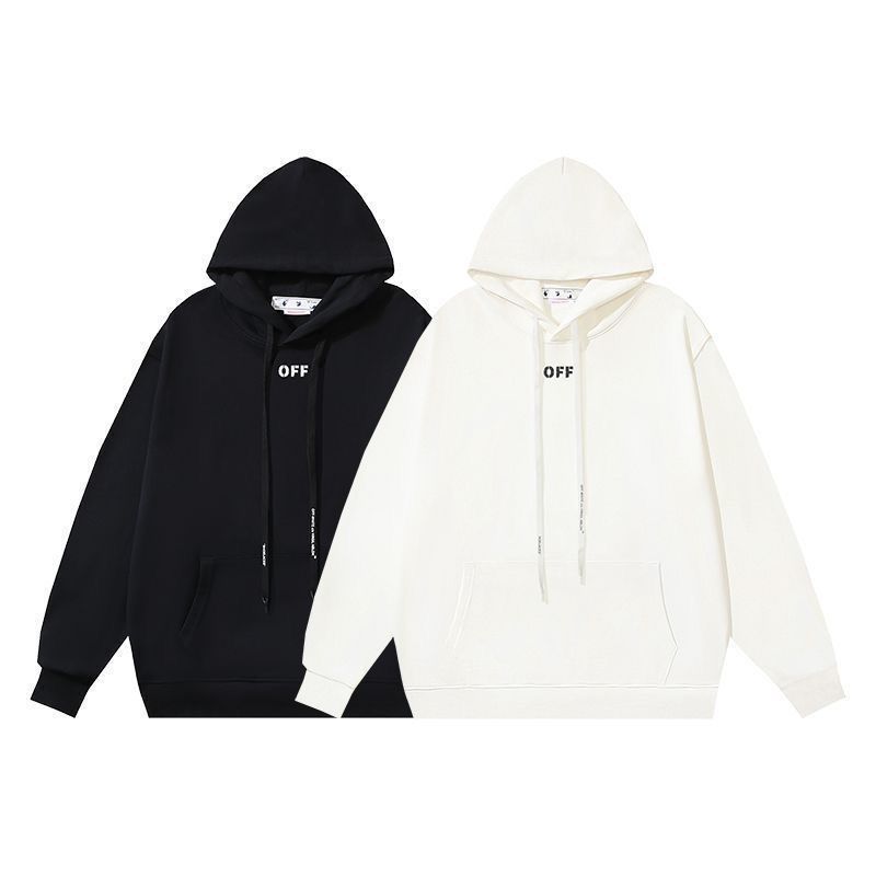 Classic style basic color with off print hoodie