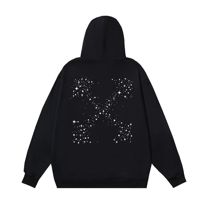 All black color with white mini stars print hoodie