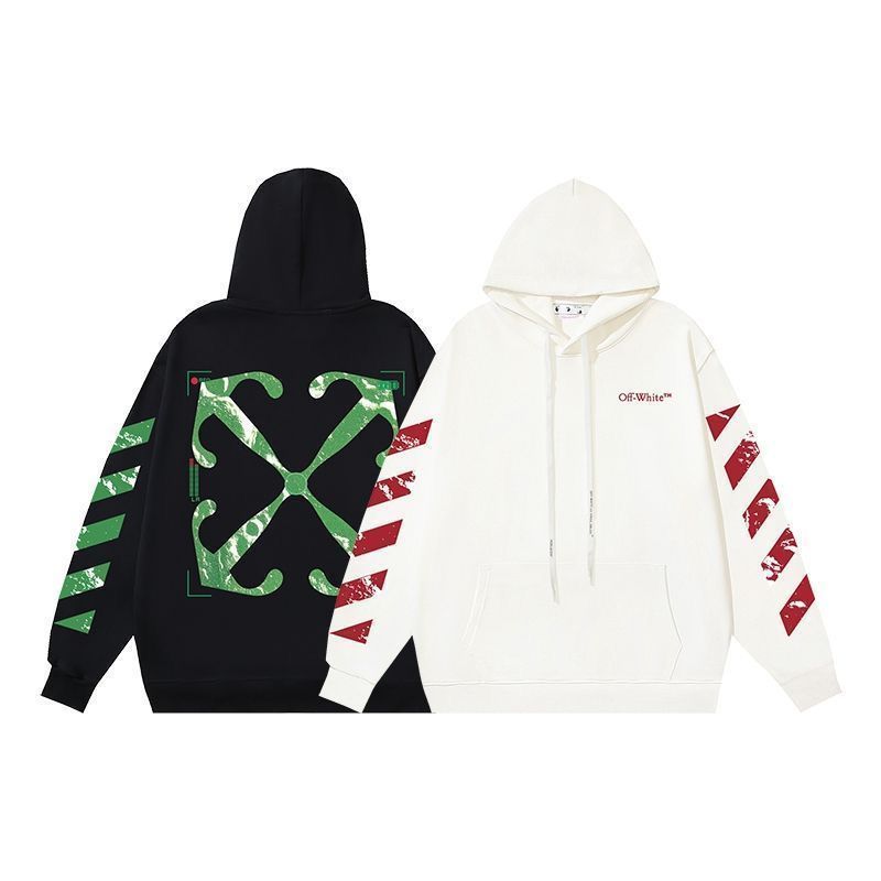 Basic color with green red arrow printing hoodie