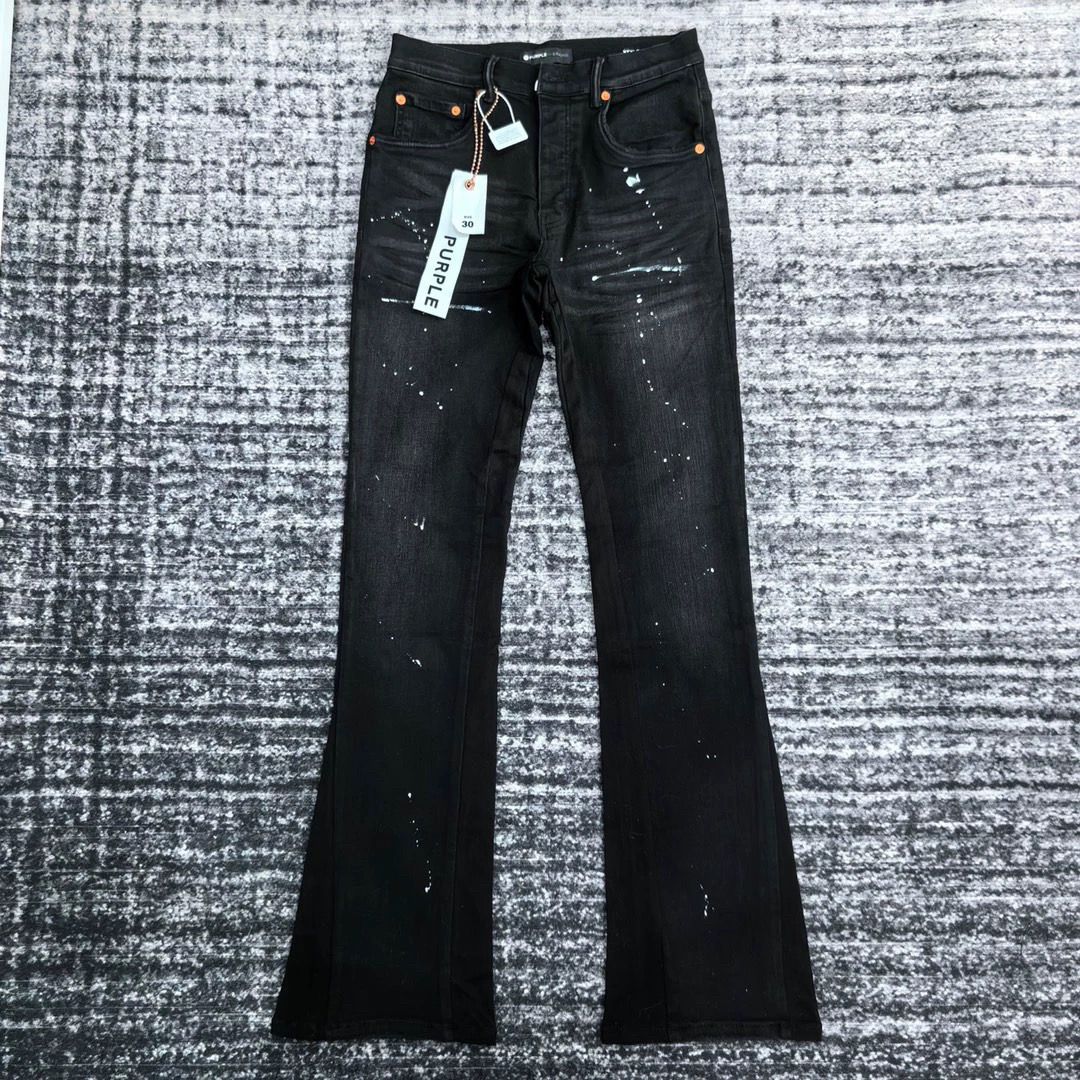 1:1 new all black with white painting flared jeans