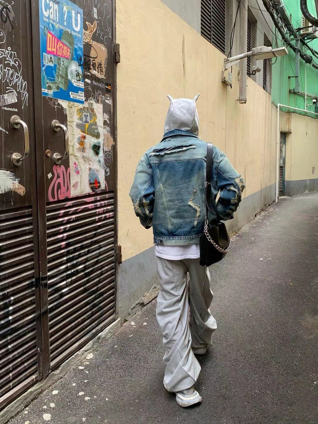 1:1 new style 2024 lightning at back blue denim jacket