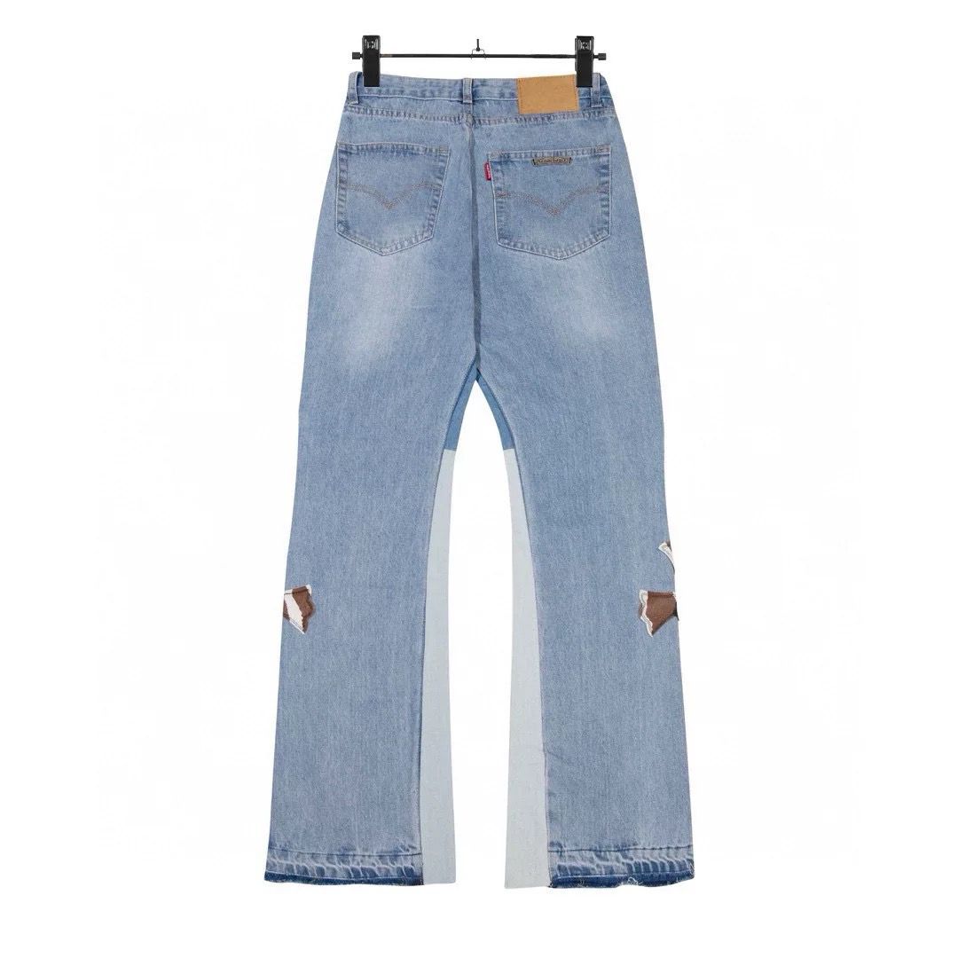 New colorful logo washing flared jeans