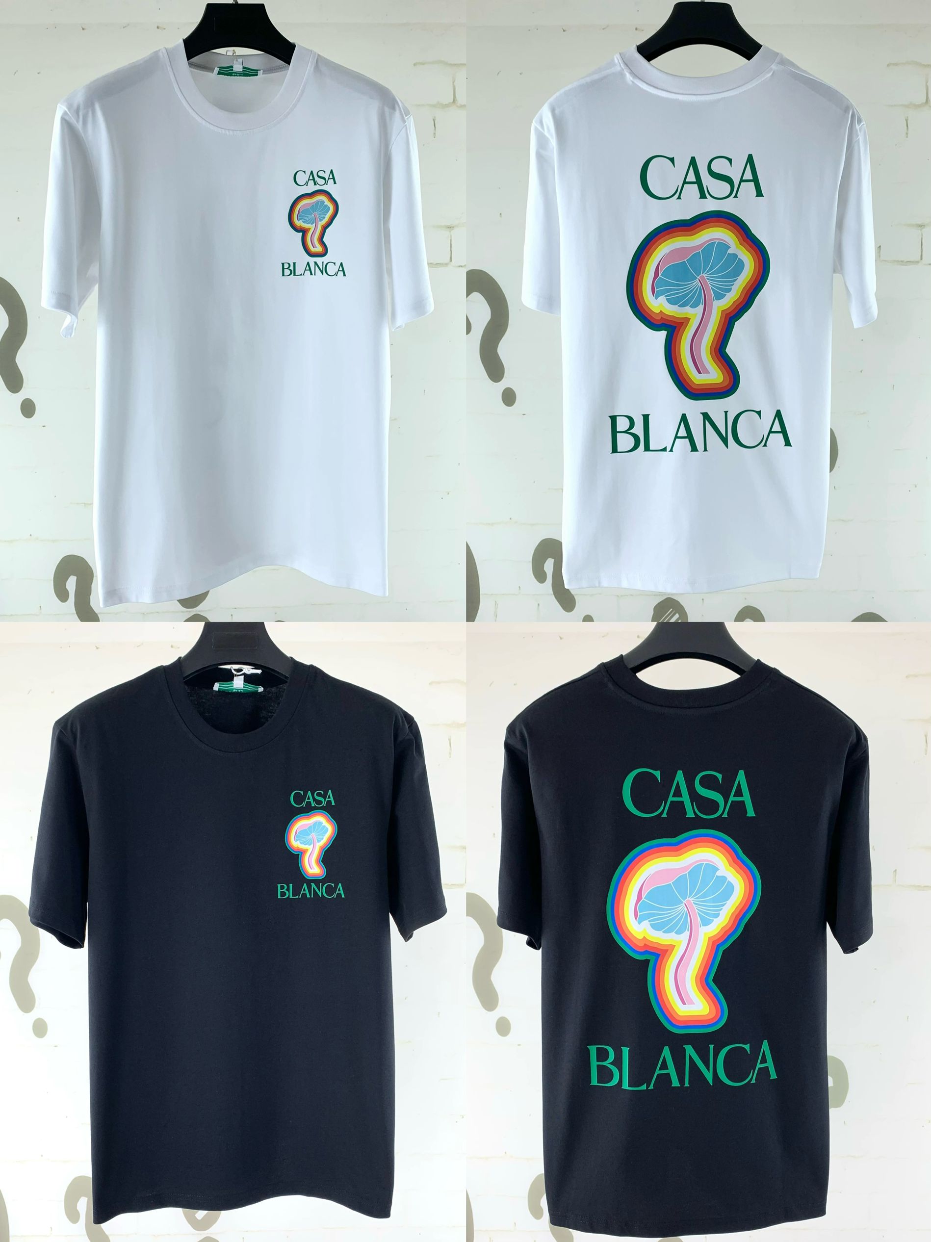 1:1 Top quality basic black white color with mushroon print tshirt