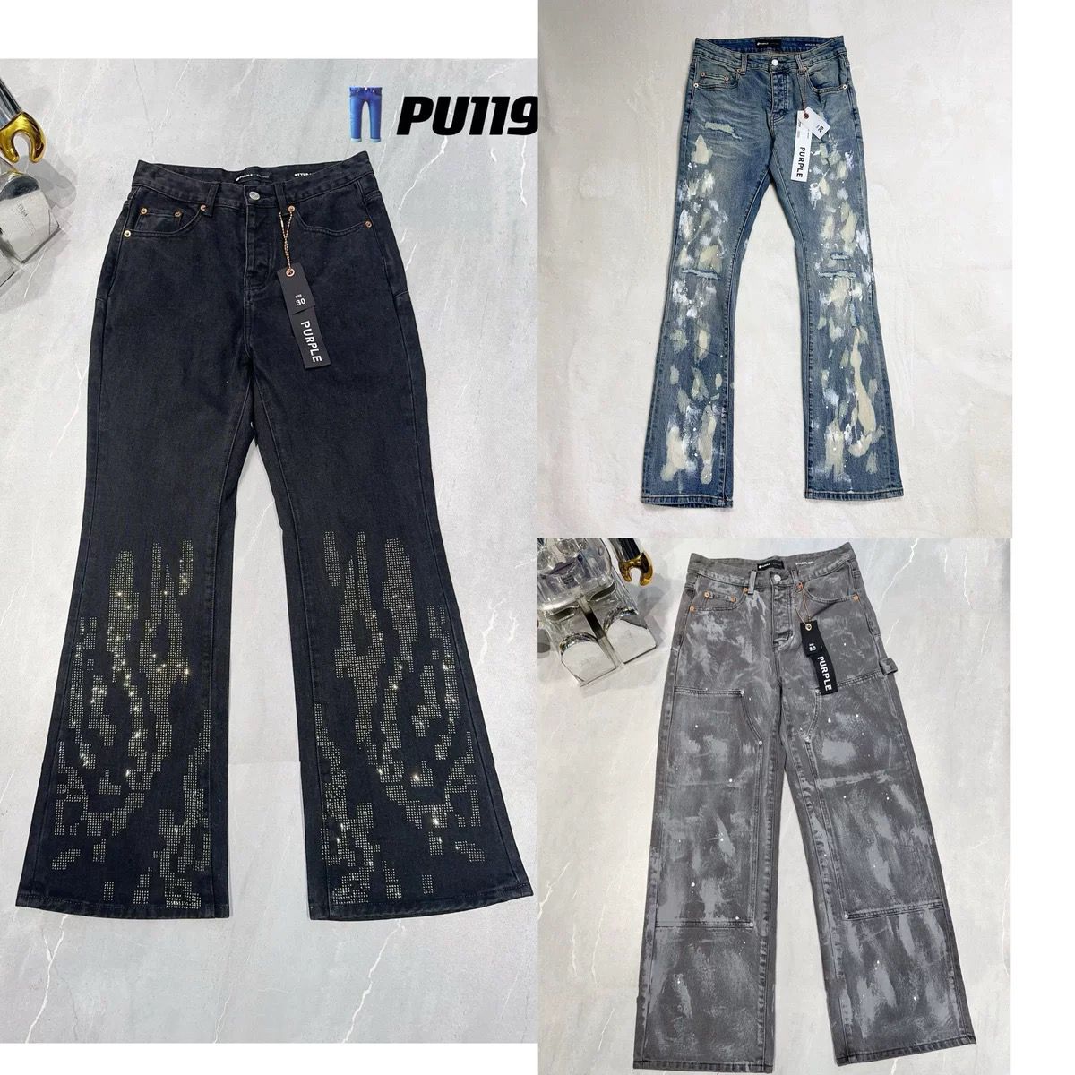 1:1 New arrival painting washing vintage black jeans