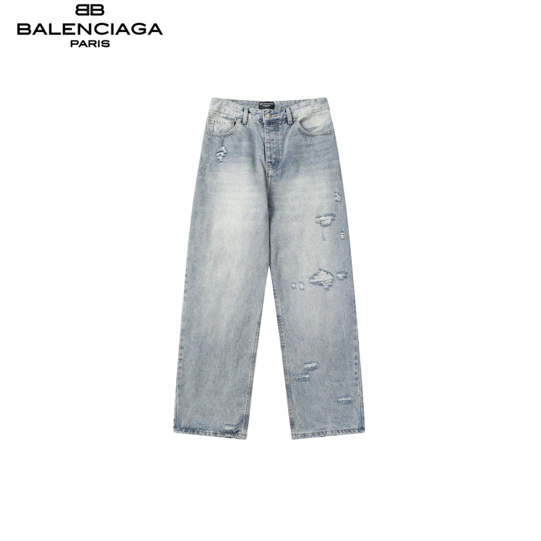 1:1 Broken holes design straight leg jeans