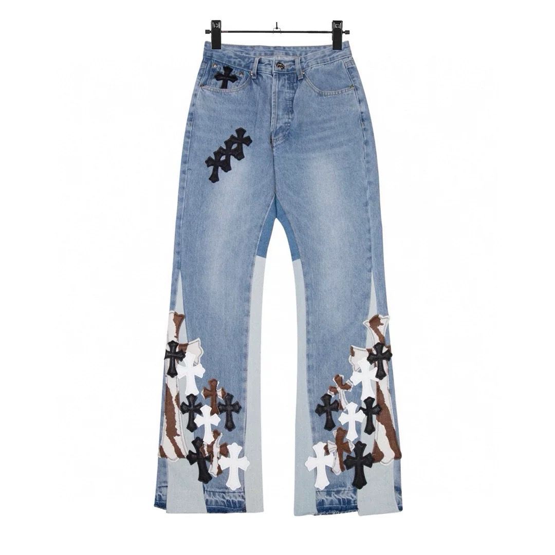 New colorful logo washing flared jeans