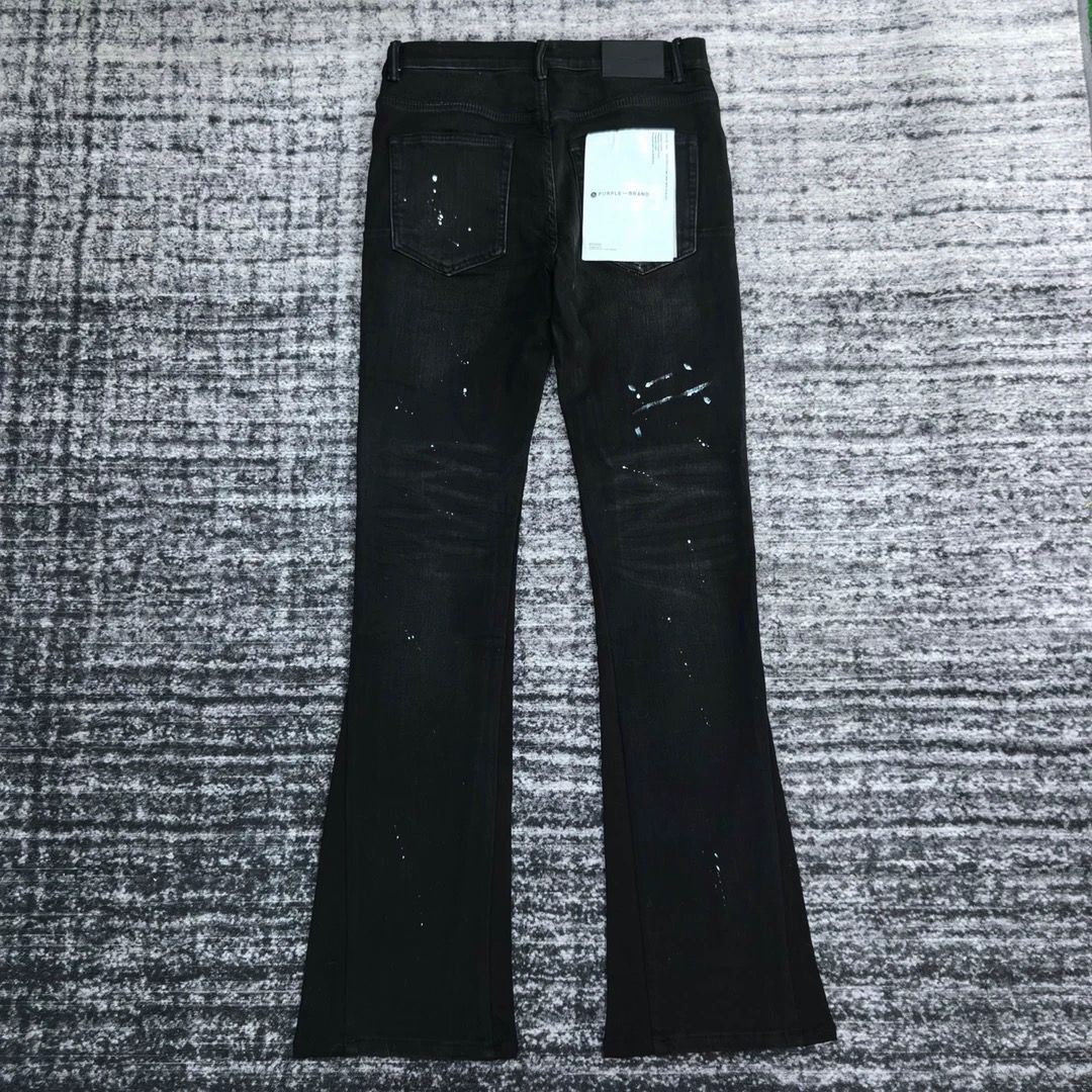 1:1 new all black with white painting flared jeans