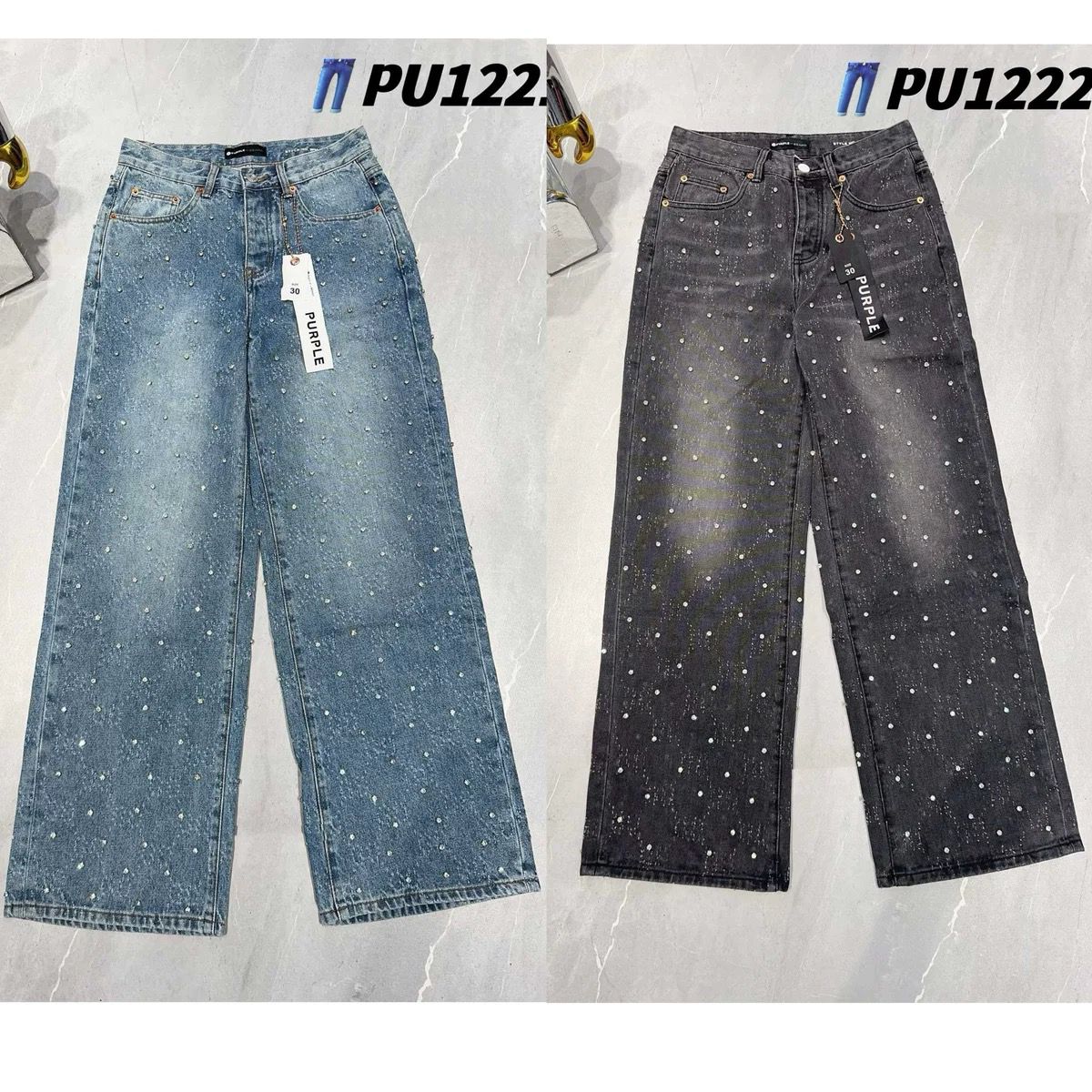 1:1 new arrival fashion diamond straight leg jeans