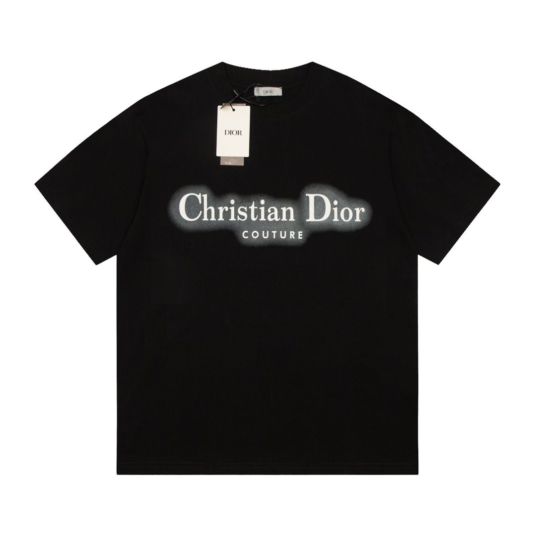 1:1 Top version new winter gradient fuzzy letters tshirt