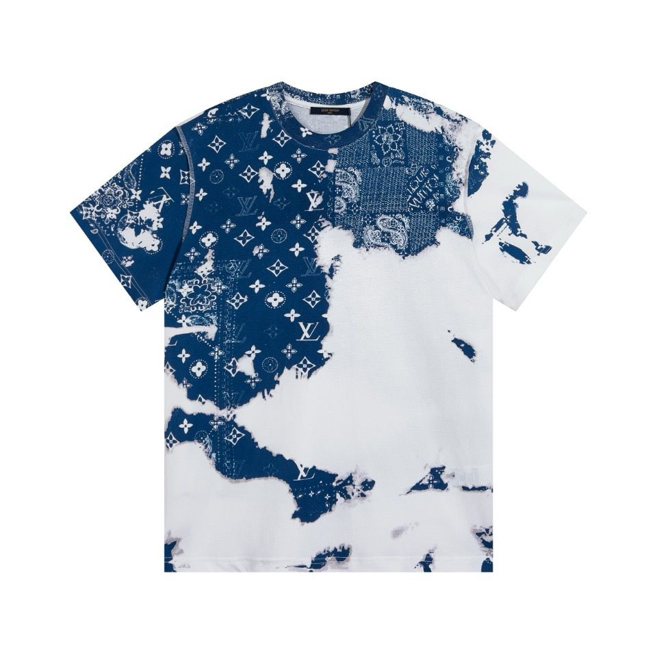 1:1 Top version  tie dye monogramsilk scarf printed tshirt