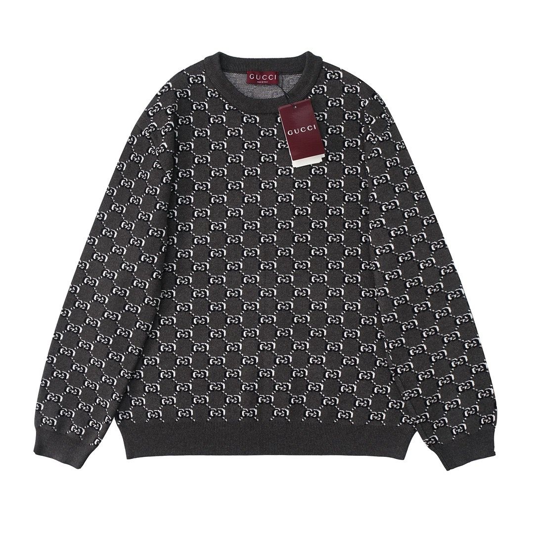 1:1 Version classic double shadow G jacquard casual crewneck sweater