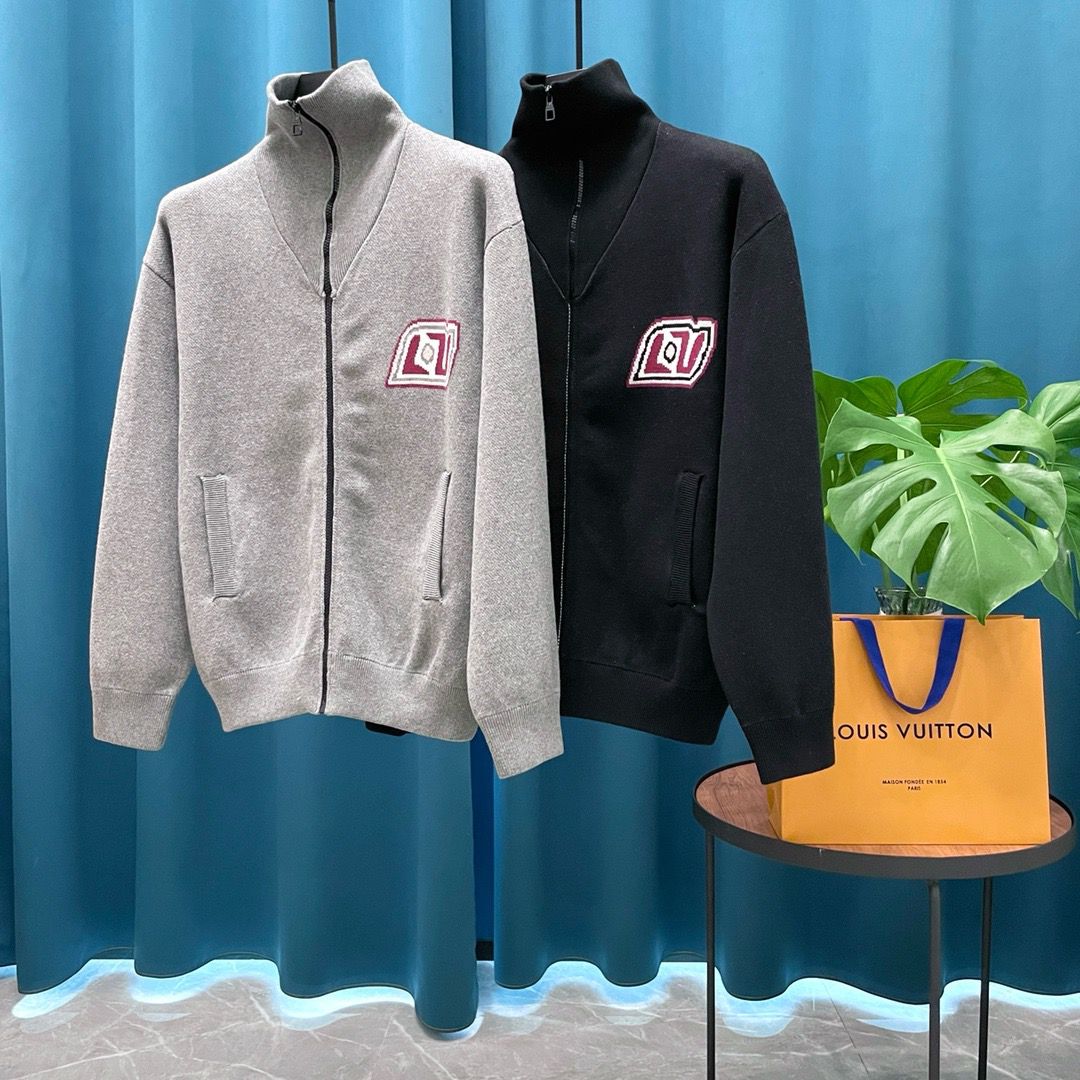 1:1 Top version jacquard logo wool knit cardigan jacket