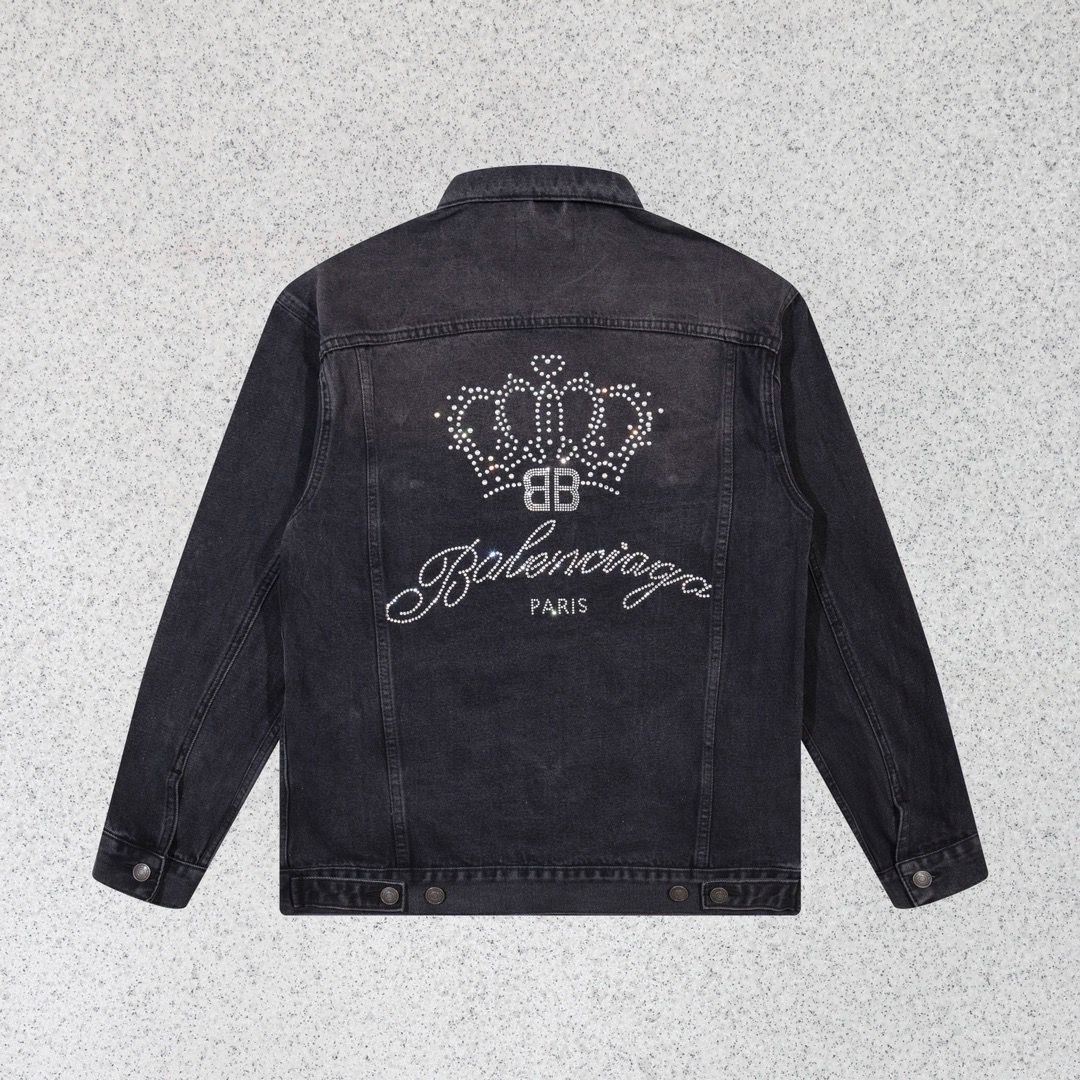 1:1 Version washing black with shinny diamond denim jacket