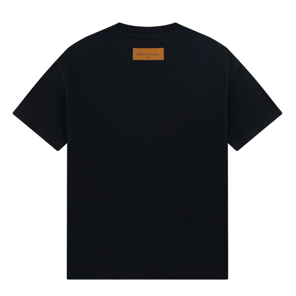 1:1 Top version basic black with white logo print tshirt