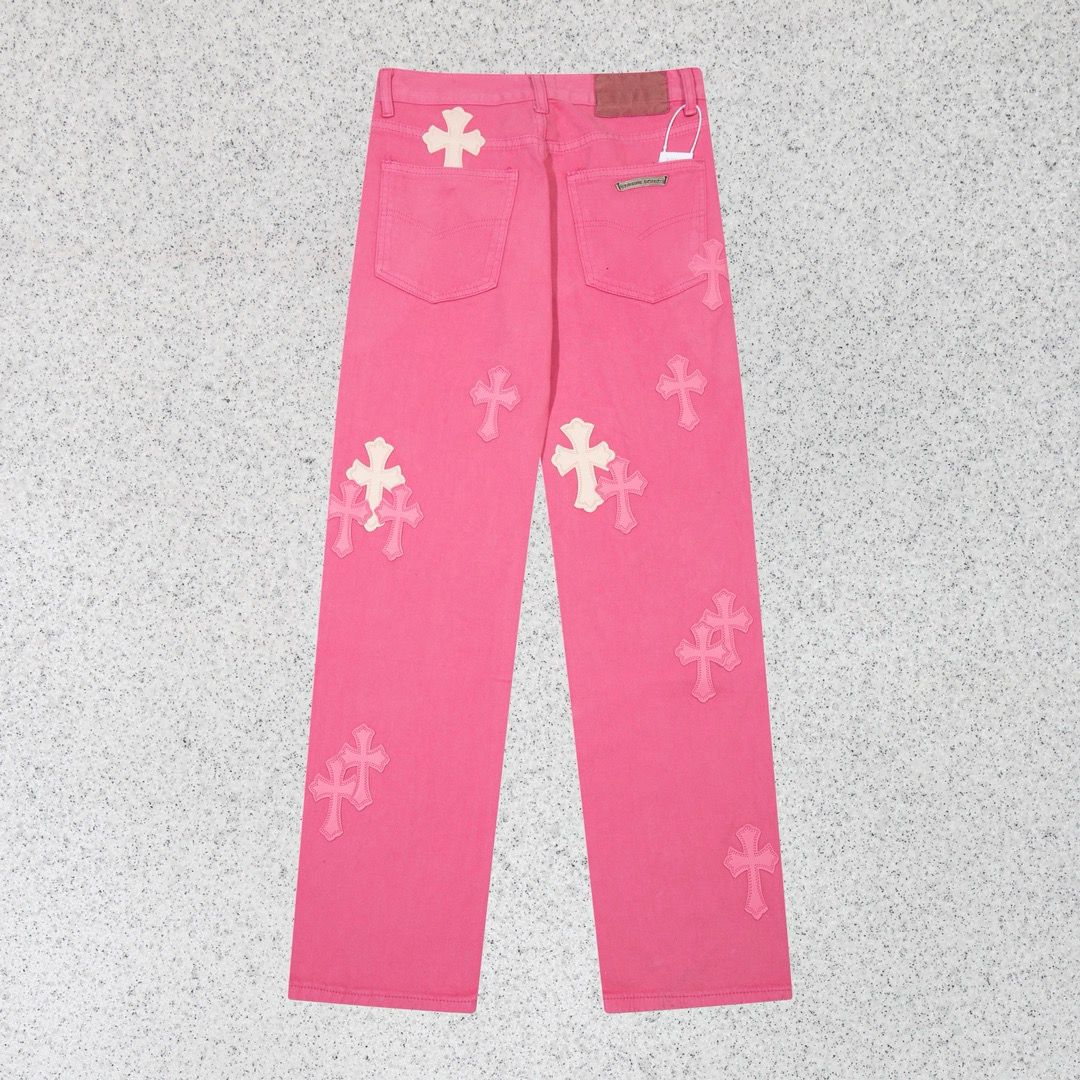 1:1 Top version washing pink color straight leg jeans