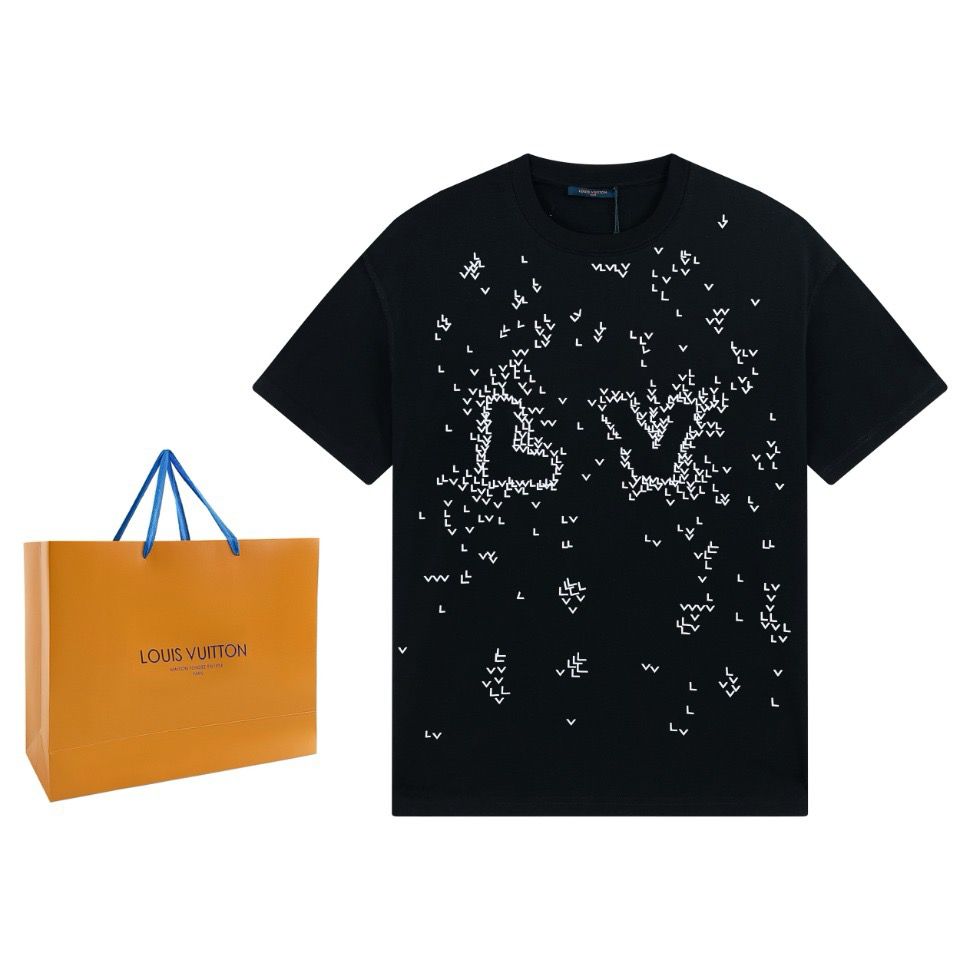 1:1 Top version basic black with white logo print tshirt