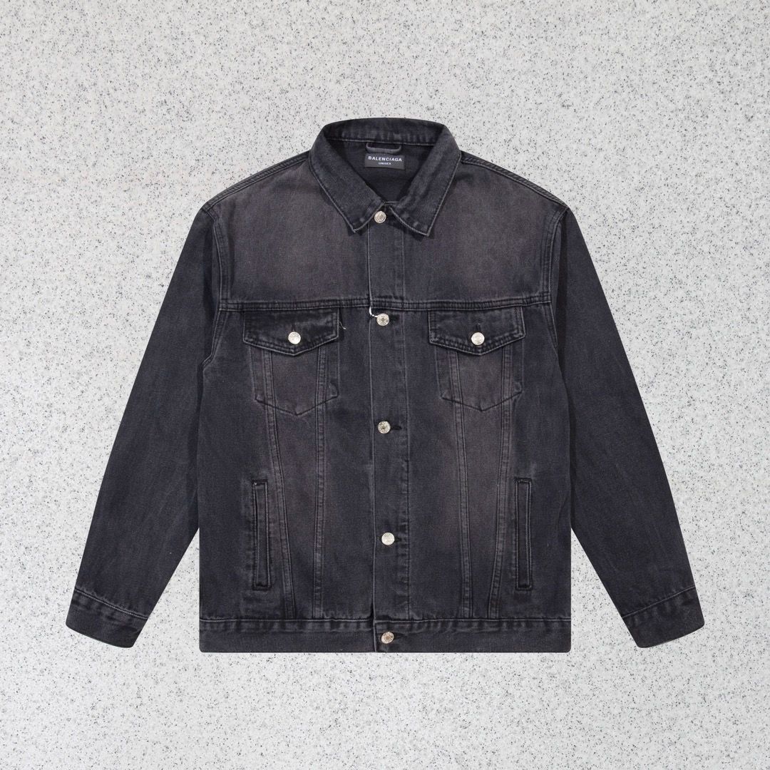 1:1 Version washing black diamond design denim jacket