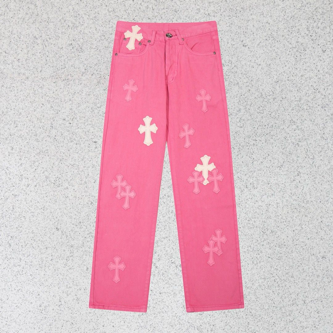 1:1 Top version washing pink color straight leg jeans