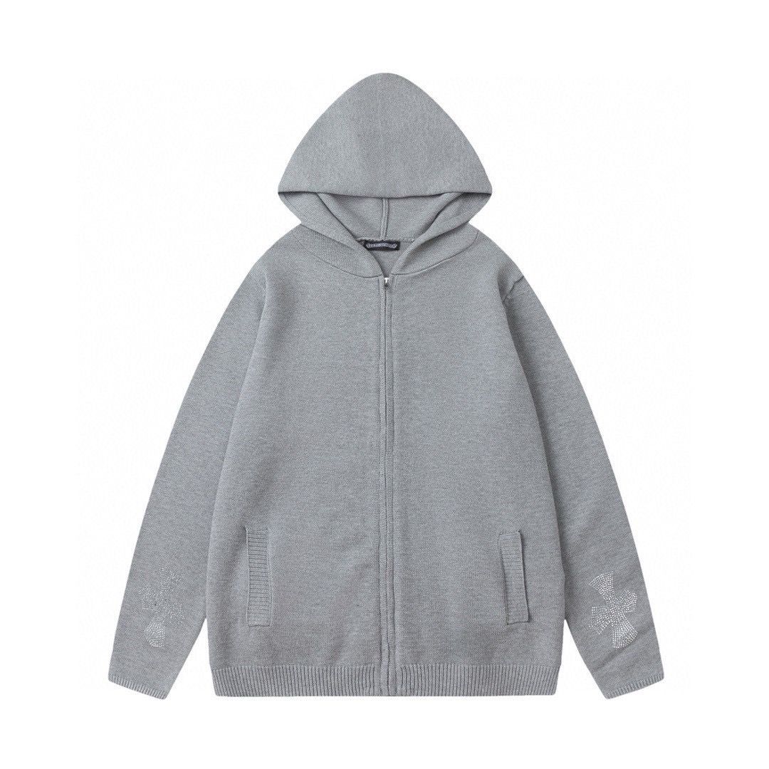 1：1 Top version grey zip up sweater jacket hoodie