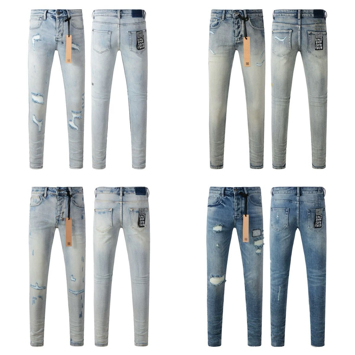 1:1 version new slim blue jeans