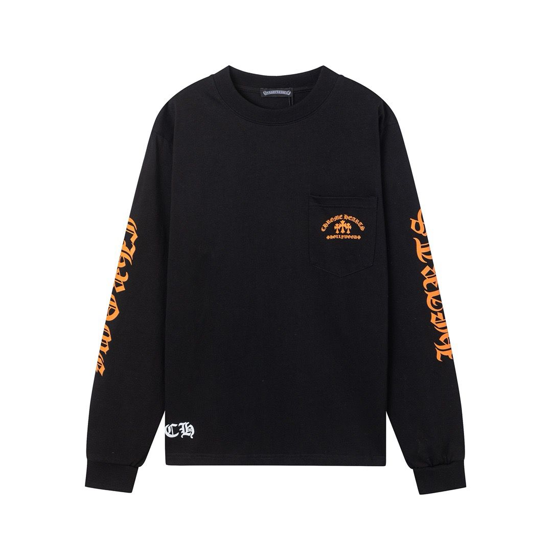 1:1 Top version black with orange print long sleeve