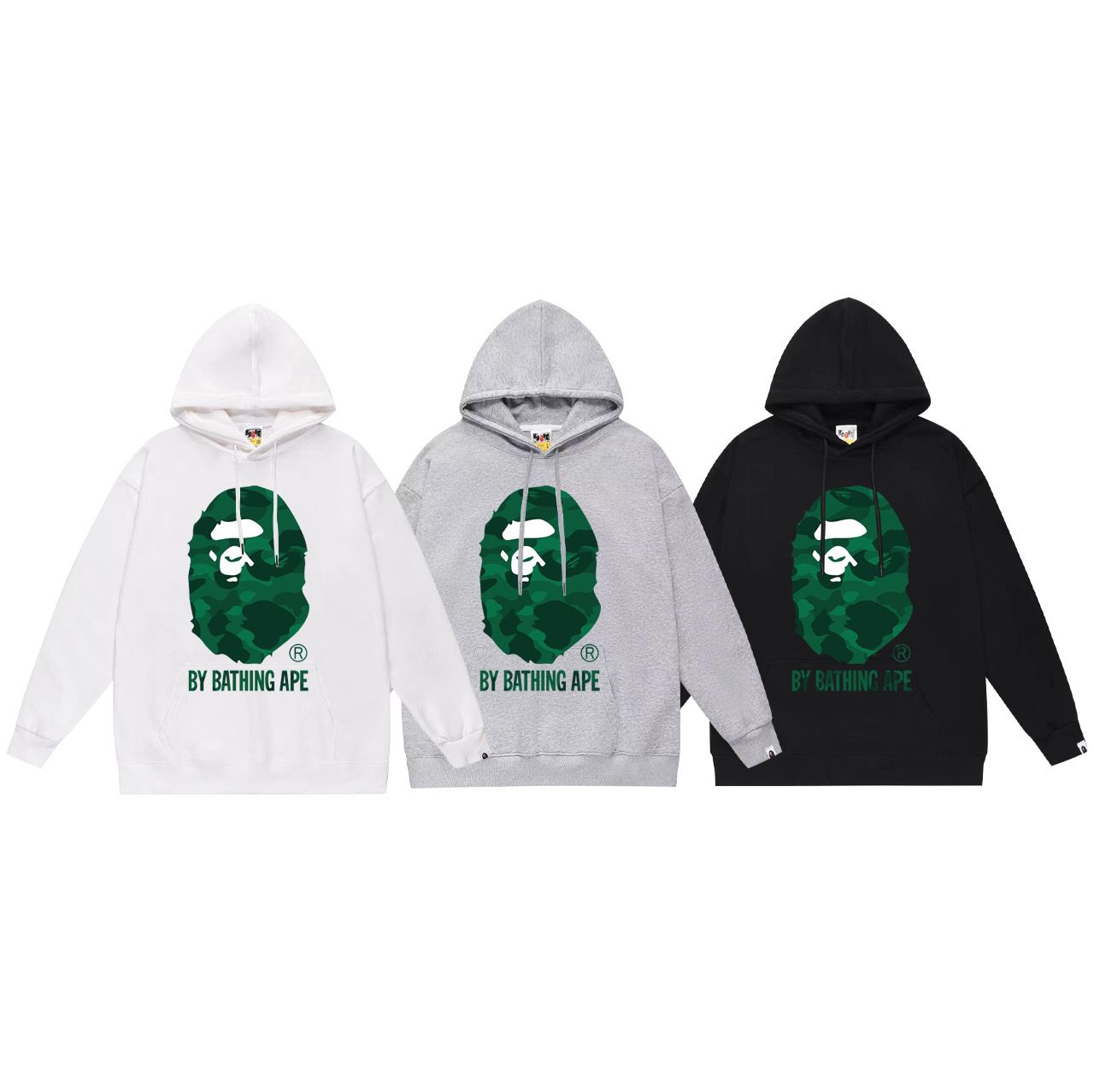 New arrival basic black grey color with green printing hoodie