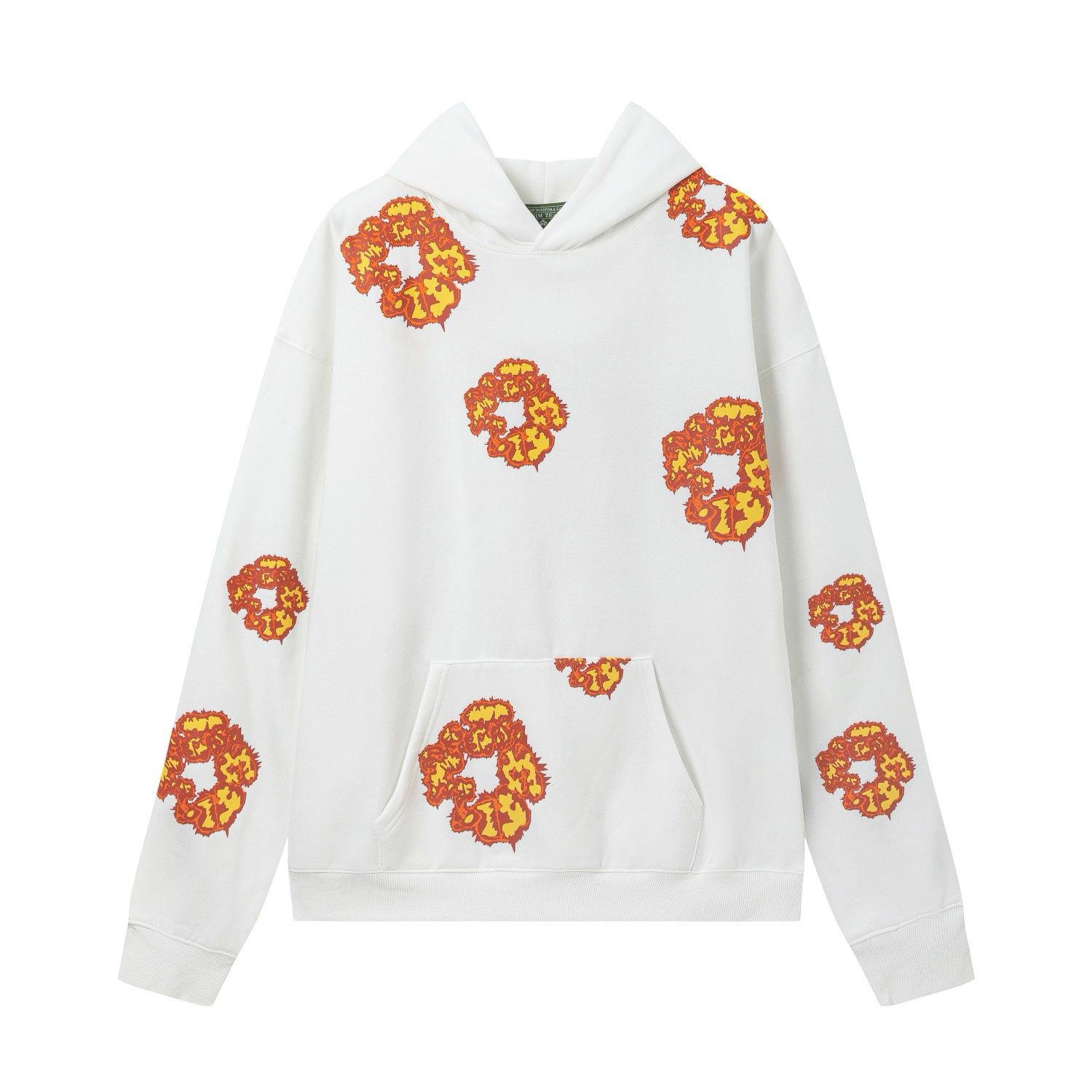 White color with orange puff logo tracksuit