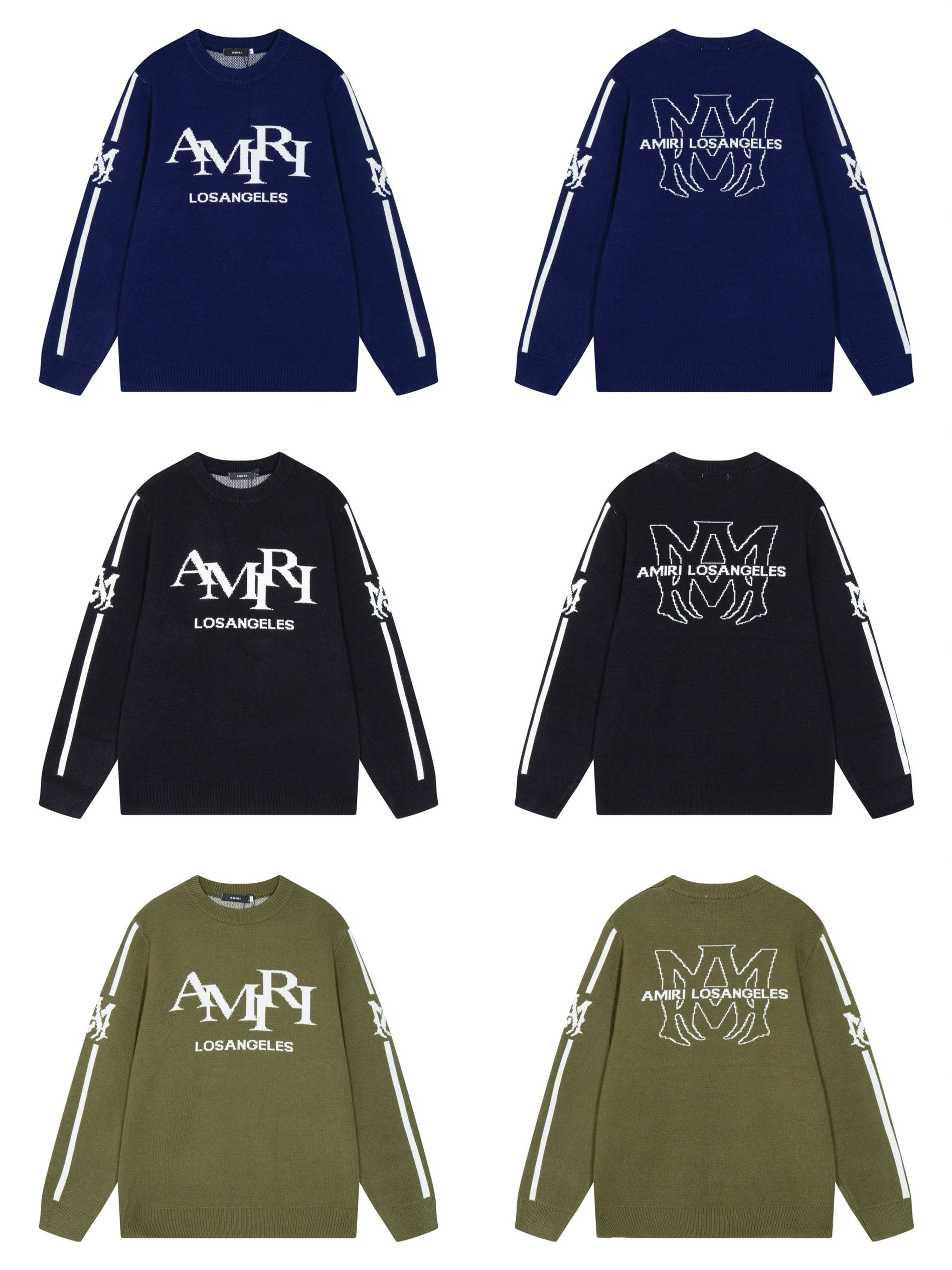 1:1 version new front letter logo jacquard crewneck sweater