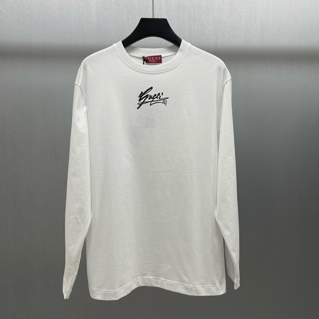 1:1 Top version GG signature print knitted cotton long sleeve