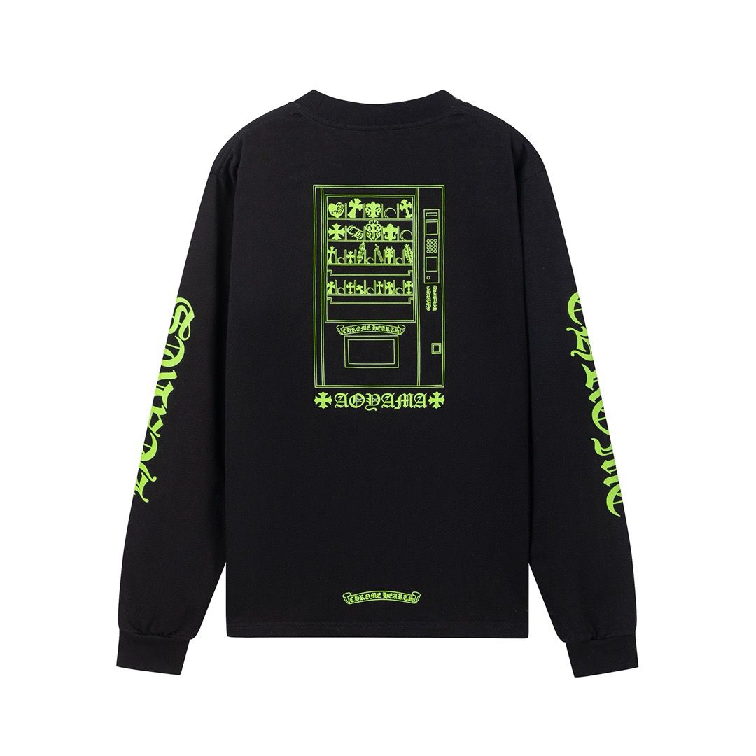 1:1 Version black with green printing crewneck long sleeve