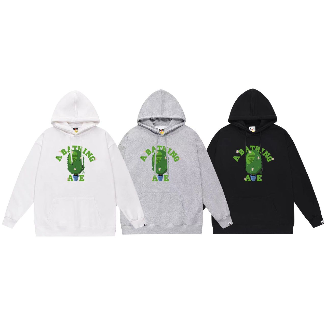 New style with green logo print hoodie