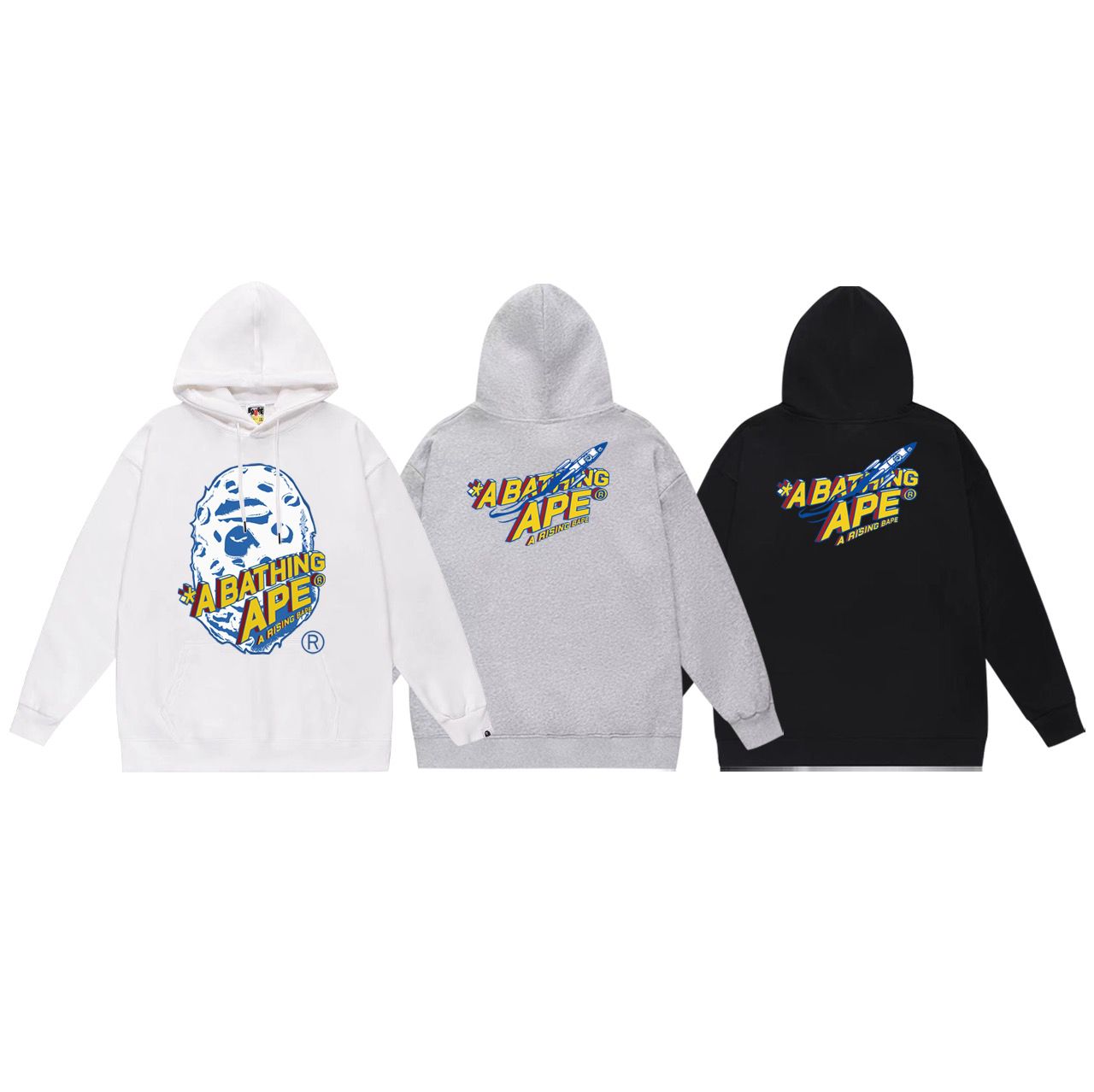 New arrival blue yellow print hoodie