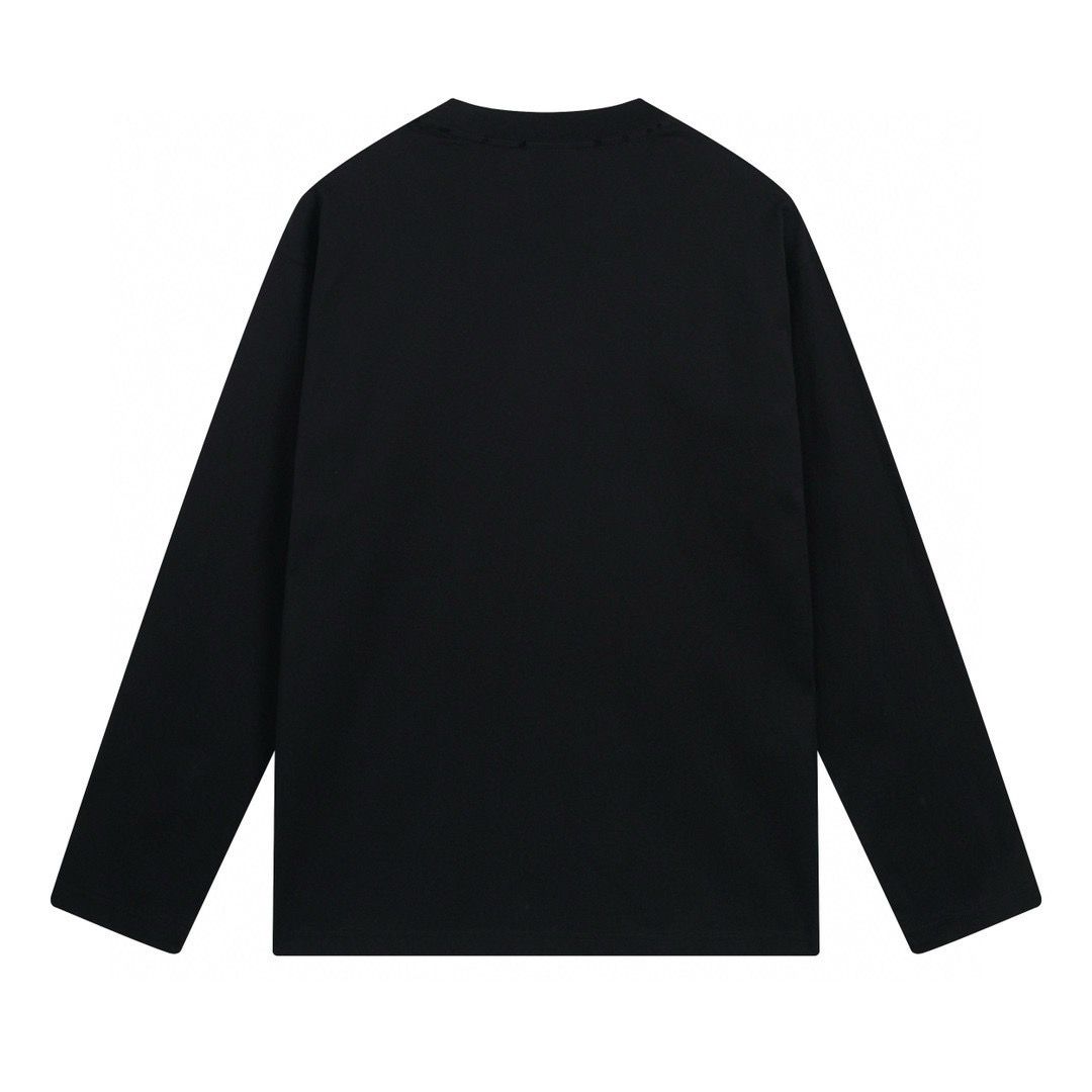 New basic black with white embroidery logo print long sleeve