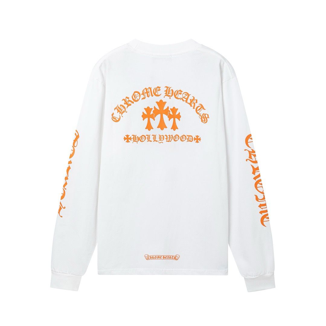 1:1 Top version white with orange logo long sleeve