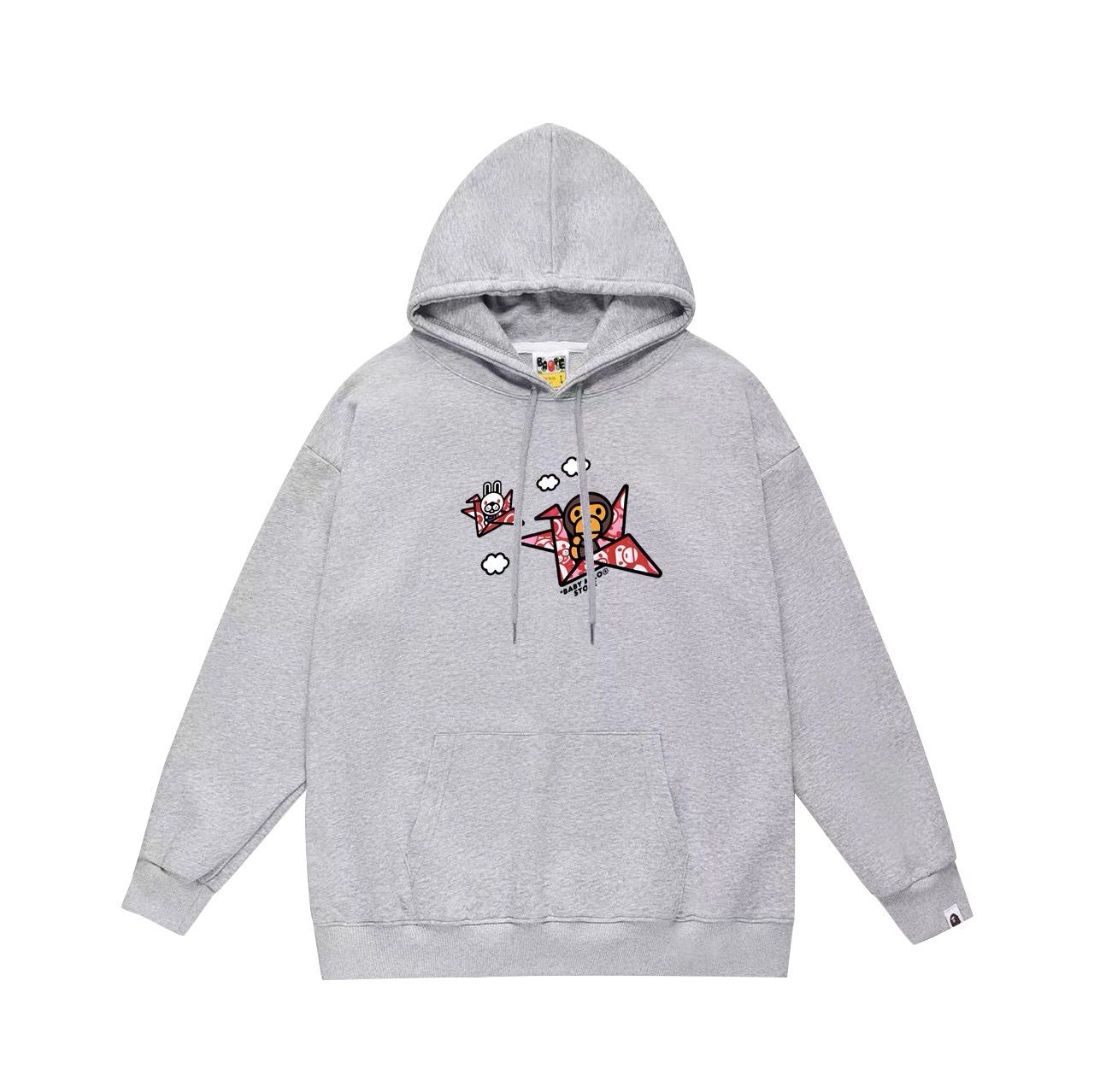 New arrival basic color with red star print hoodie