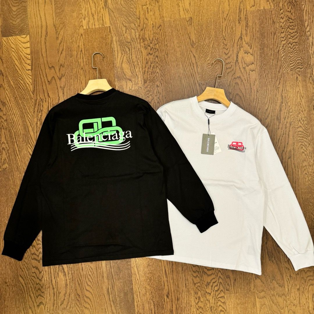 New arrival basic color with colorful logo long sleeve tshirt