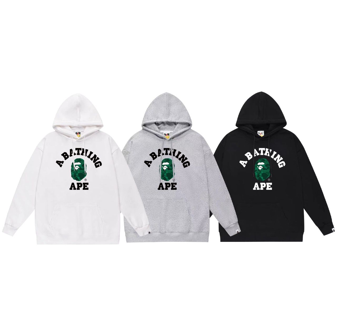 New with green apeman head printing hoodie