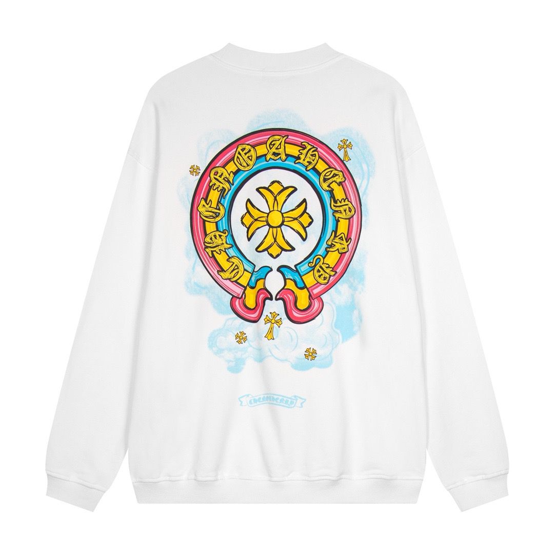 1:1 Latest basic color with colorful logo crewneck long sleeve