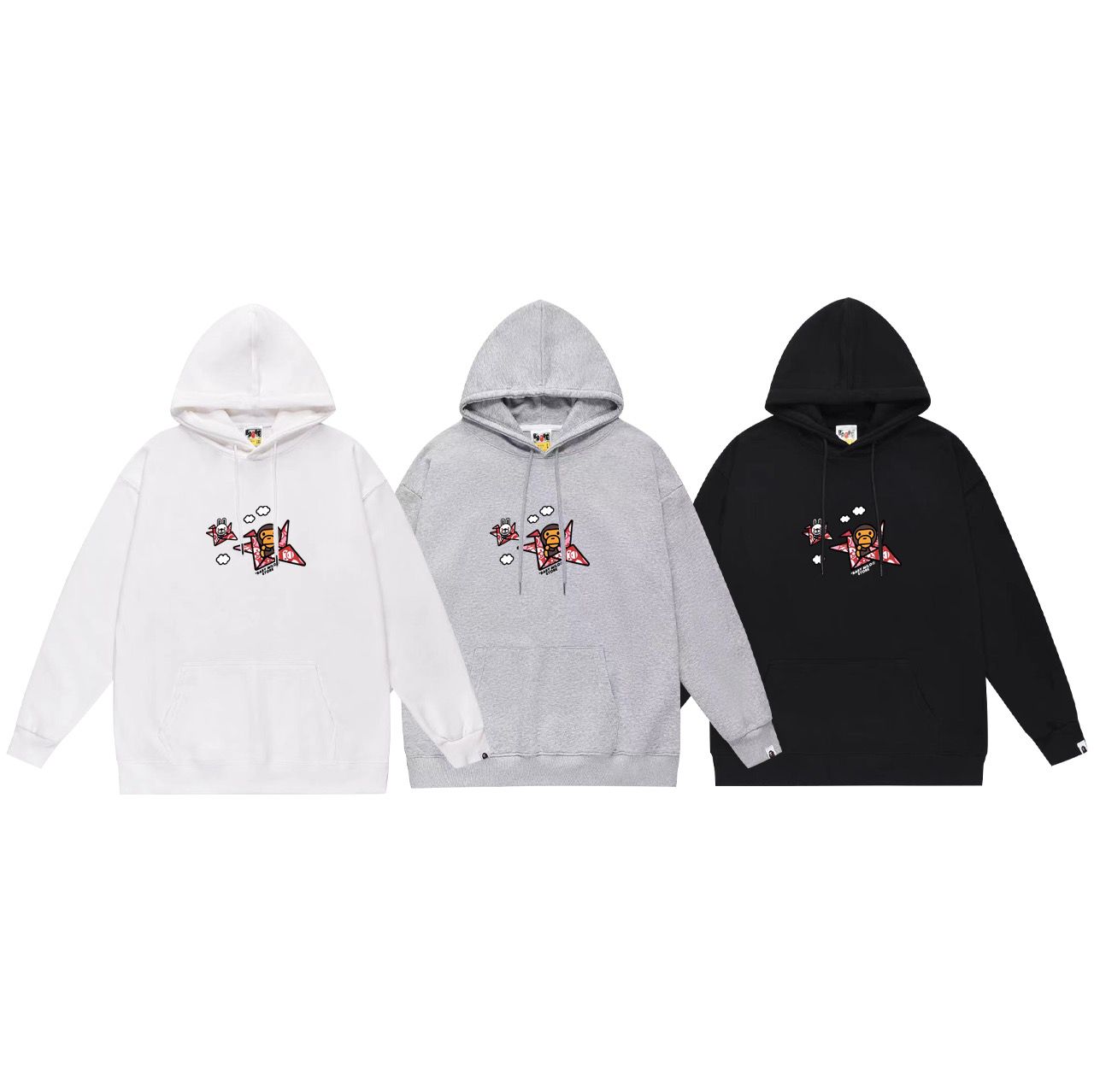 New arrival basic color with red star print hoodie