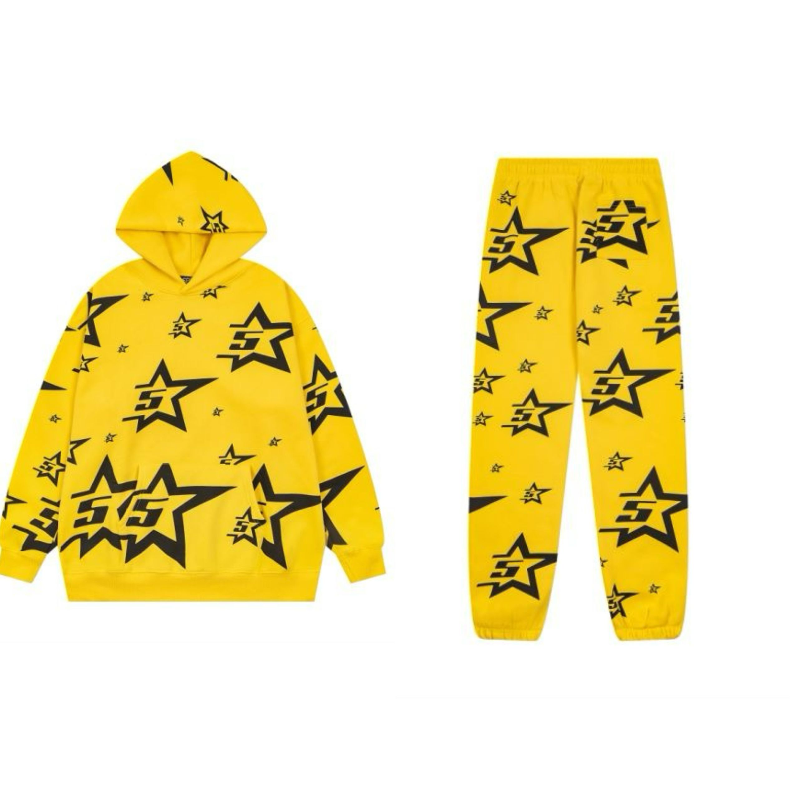 New style yellow with black star printing tracksuit