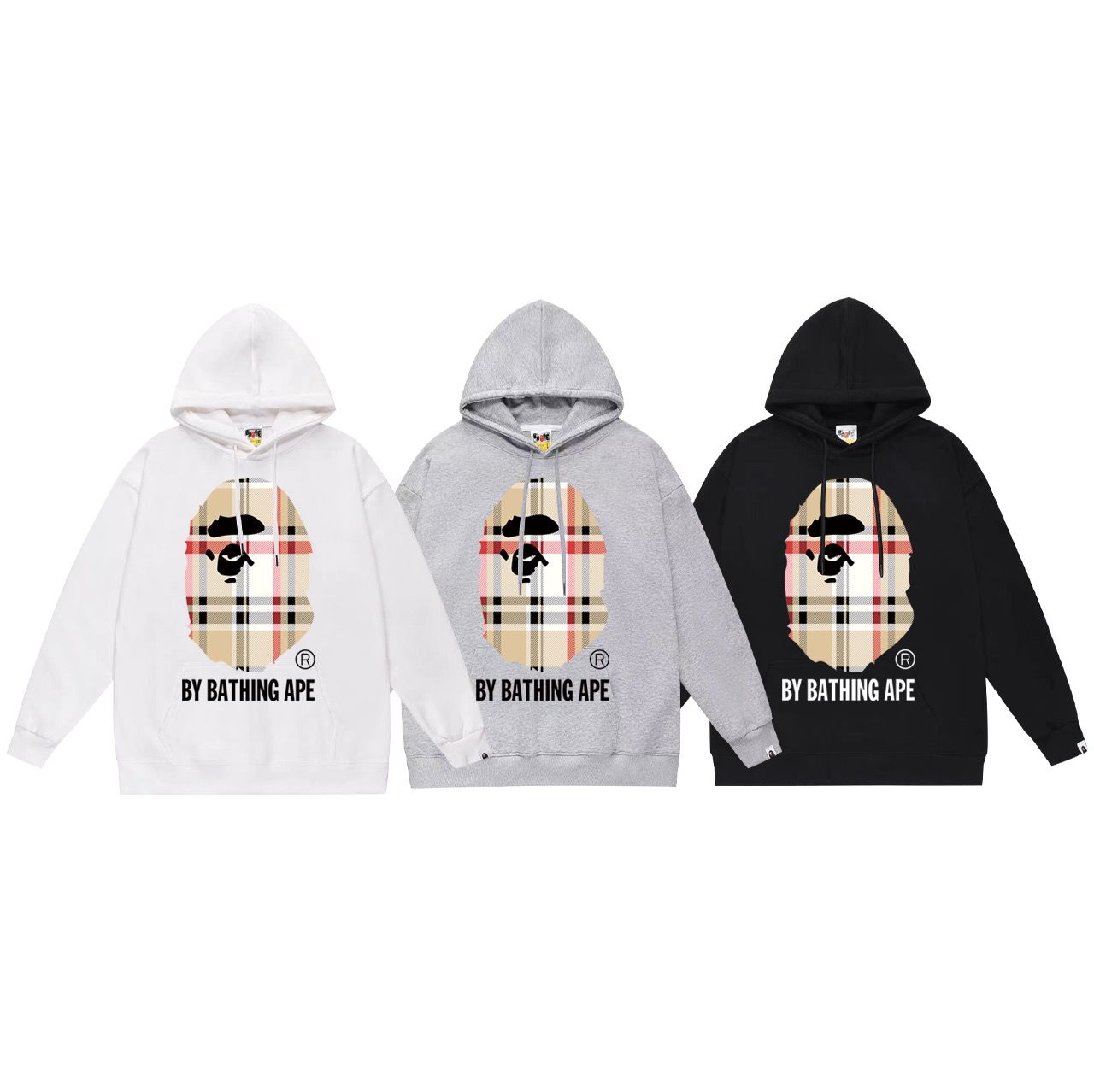 New arrival brown plaid print hoodie